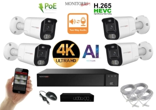 MS AI Aktív IP 4 kamerový set so switchom 8 Mpix WTube (6078K4B)